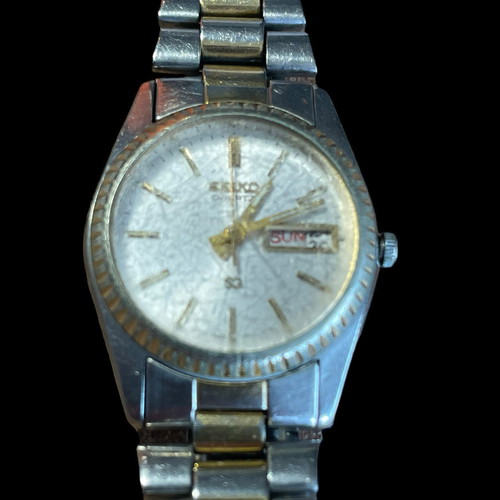 Vintage Seiko SQ women's wristwatch used, dual tone gold-silver quartz
