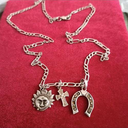 925 Silver Necklace with 3 Pendants used