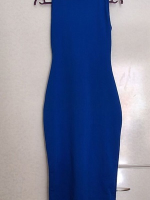 Marmalady μπλε ηλεκτρίκ αμάνικο φόρεμα bodycon μάξι, μέγεθος L