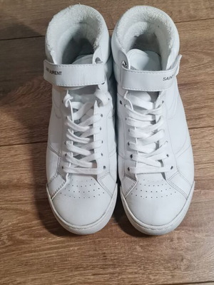 Saint Laurent Lenny/Lax ψηλά δερμάτινα sneakers σε λευκό, μέγεθος 38