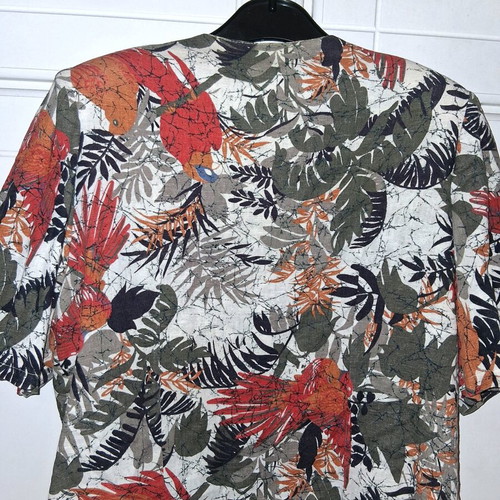 Vintage short jacket with short sleeves and tropical pattern, like new