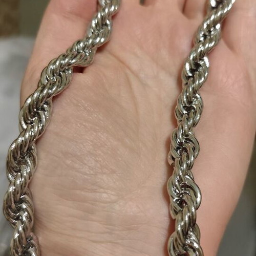 Thick twisted necklace chain new, silver color, length 40+5 cm