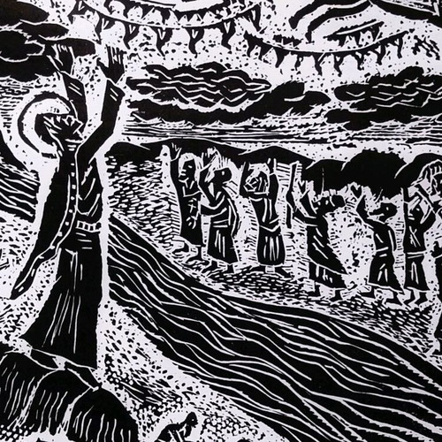 Engraving Saint Elijah new, handmade linocut