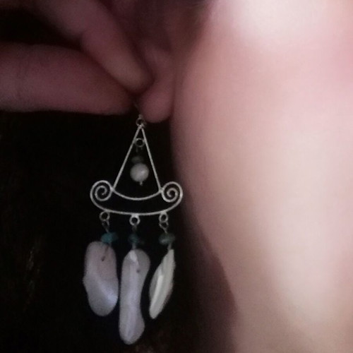Silver 925 boho earrings new with turquoise and shell