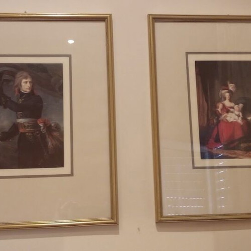 Set of 2 French History Paintings with Bronze and Gold Frames like new