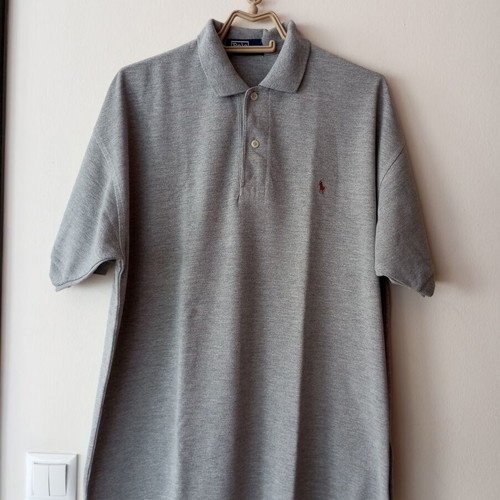 Grey polo-style shirt XL, men's cotton piqué