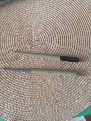 Antique wooden dip pen set used, collectible from 1940