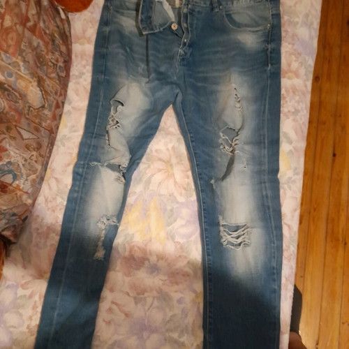 Men's jeans with rips used, size 52, blue