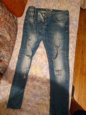 Men's jeans with rips used, size 52, blue