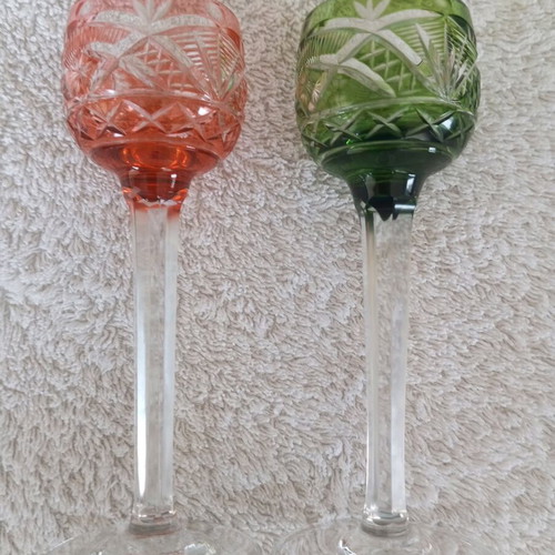 Handmade crystal liqueur glasses new, set of 2 pieces
