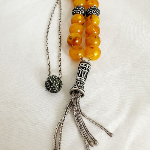 Vintage Greek Komboloi 1940s silver, like new
