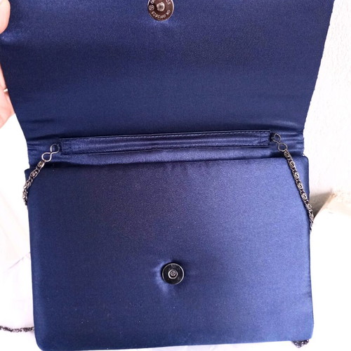 Shoulder clutch bag new with chain blue