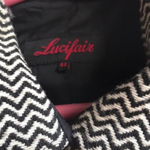 Lucifair women's coat used, 50% wool, black-white, XXL 44 16
