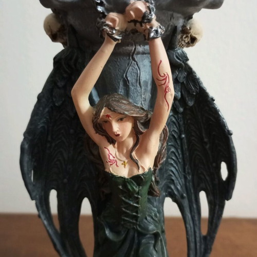 Gothic candle holder fallen angel like new