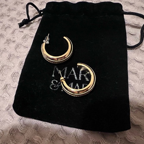 Mar & Mar Belleville hoop earrings stainless steel gold color new