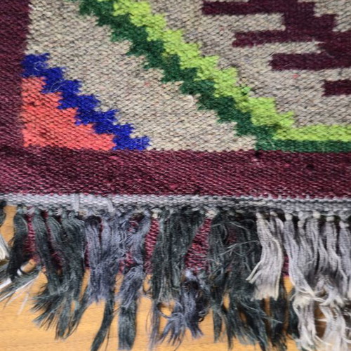 Vintage Kilim Runner with Geometric Patterns like new