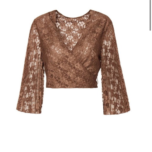 BSB lace pleated terracotta pants and lace crop top set