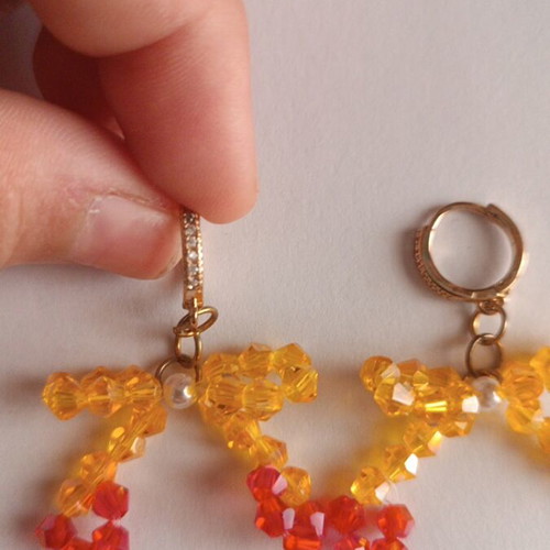 Handmade cherry earrings with gold clasp and rhinestones new