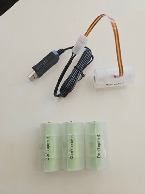 USB към 6V LR14/C Battery Eliminator τροφοδοτικό προσαρμογέας με 3 μπαταρίες και καλώδιο