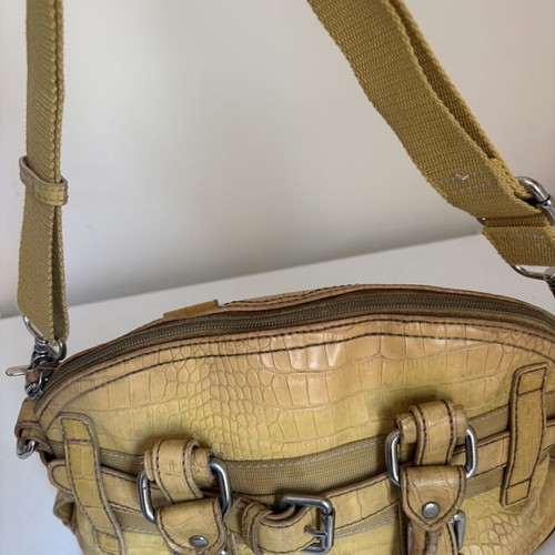 Sisley vintage yellow bag with croc texture, used