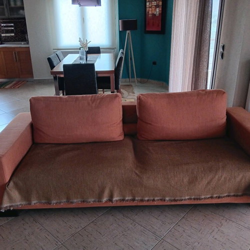 Living room set with 3-seat and 2-seat sofa used with throws