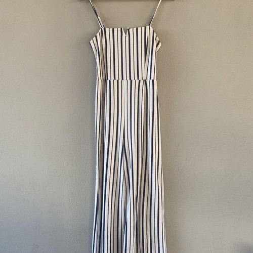 Bershka Viscose Bodysuit Like New, White and Blue, Size M