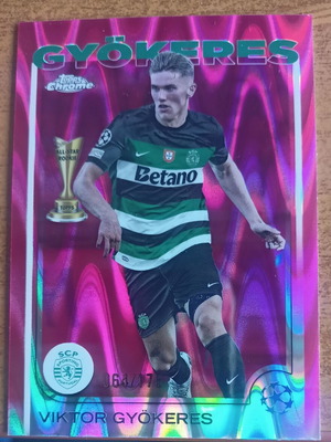 Topps Chrome UCC 24-25 Βίκτορ Γκιόκερες κάρτα Neon Pink Raywave μεταχειρισμένη