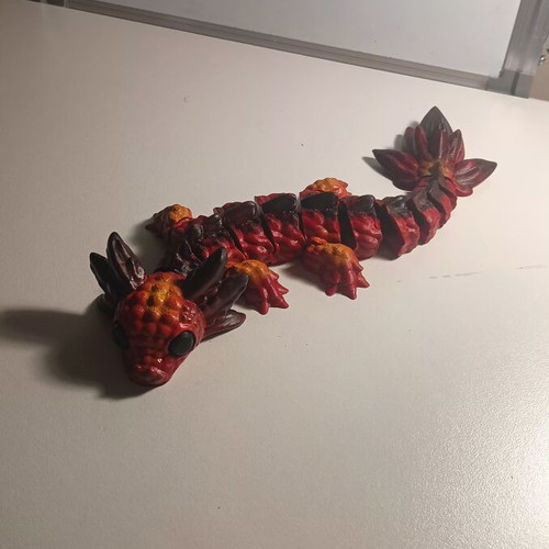 Articulated dragon 3D printed, painted and varnished, new
