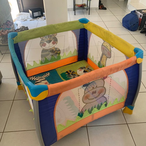 Large Baby Playpen Travel Cot with Safari Animal Design