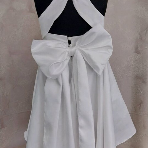 Baptism set unicorn theme white satin dress open back