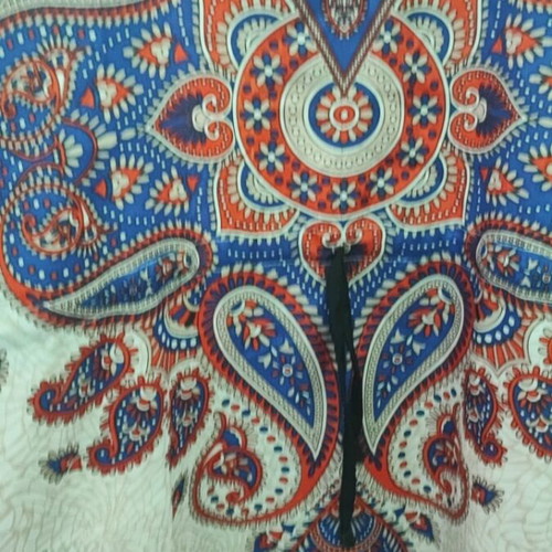 Rima Beachwear short kaftan 150cm blue with red paisley