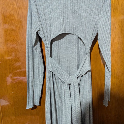 Stradivarius long grey dress size L like new with back opening