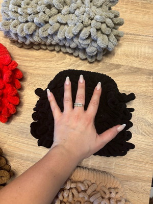 Mini puffy bag handmade, black