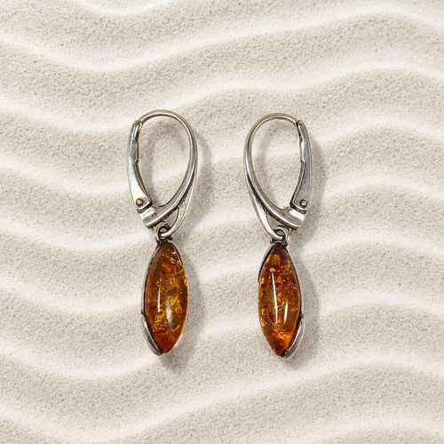 Handmade Gianniotika earrings from 925 silver and amber new