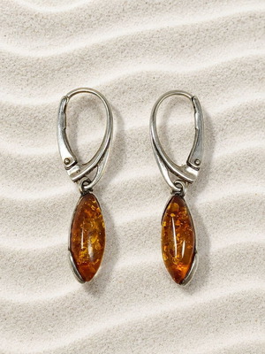 Handmade Gianniotika earrings from 925 silver and amber new