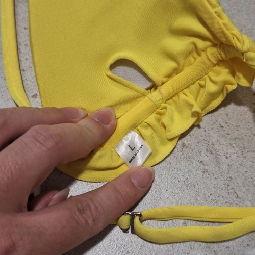 Decoro bright yellow smocked crinkle bikini set new, size S/M
