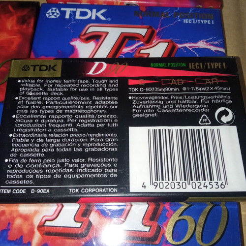 TDK audio cassette pack of 6, 3 T1 60 + 3 D 90, new sealed