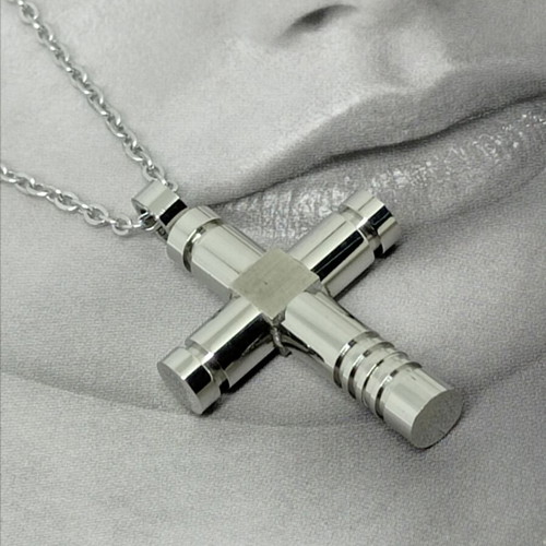 Men's Stainless Steel Cross Pendant with Chain, new, industrial design