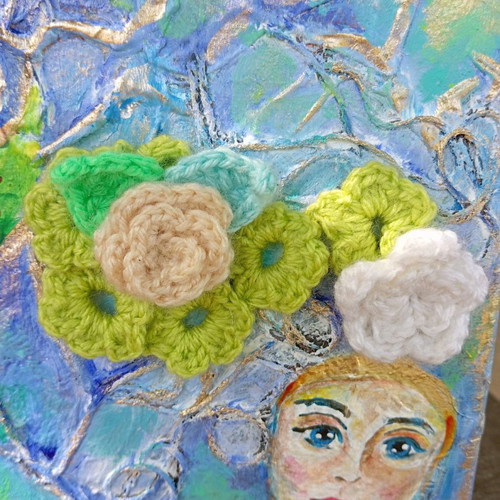 Painting 20x20cm with crochet new