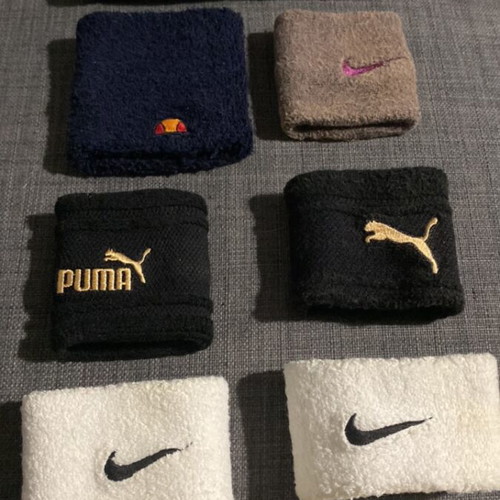 Sports wristbands and headband used, pack of 11 items