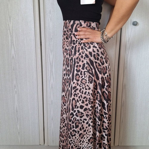 One-piece dress black and animal print new