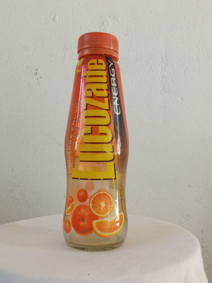 Lucozade energy orange soda collectible bottle 1990s
