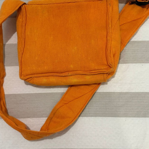 Boho crossbody bag orange used with Buddha eyes embroidery