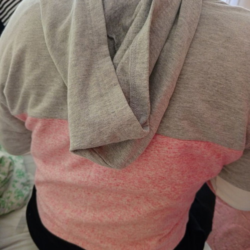 New College girls' sweatshirt used, grey and pink, size 16