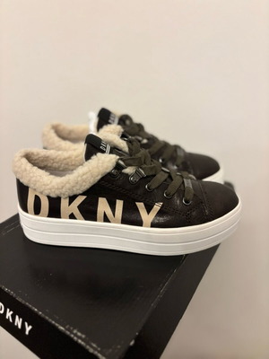 DKNY women's sneakers new, leather, white and brown, size 36-36.5