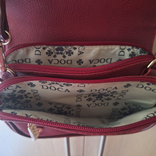 Doca crossbody bag new, red and gold, adjustable strap