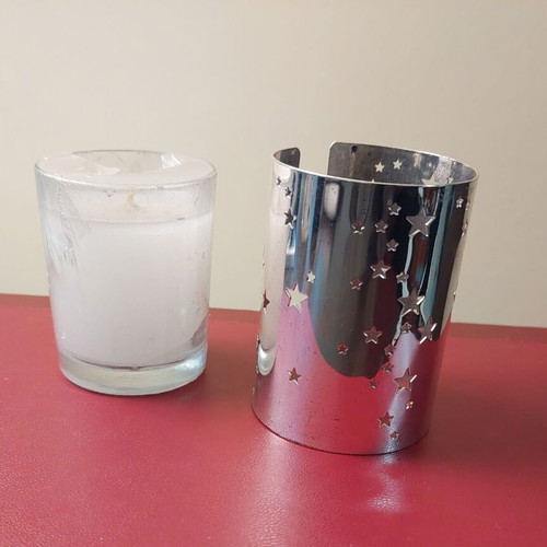 Vintage tealight holder with lacquer coated and new candle