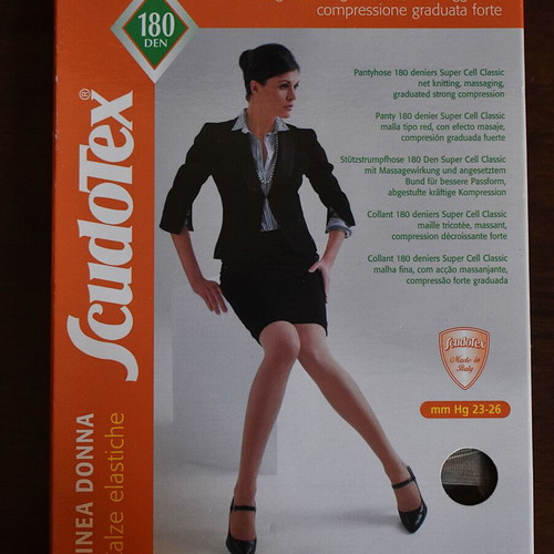 Scudotex Tights 180 Den Compression 23-26 mmHg Beige New