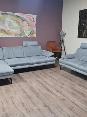 Gray fabric sofa set Dieter Knoll new with corner sofa and three-seater