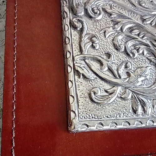 Luxury Italian photo album with 925 silver and genuine leather, like new